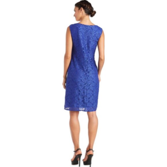 **R&M Richards** 2pc Flyaway Jacket Over Lace Shift Dress Beaded 16 NWT - Picture 5 of 8